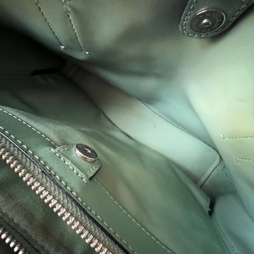 Coach Classic Avenue Cary-all Bag Dark Turquoise Green Snakeskin Embossed Straps - Picture 13 of 13